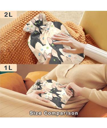 Naanle 2L Cat Hot Water Bottle - Transparent Large Hot Water Bottle for Bed Hand & Foot Warmer Pain Relief Winter Warmth & Cold Therapy - Buy Online on GoSupps.com