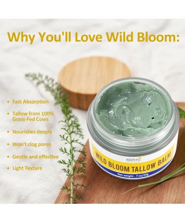 Handmade Wild Bloom Tallow Face Balm with Blue Tansy - Hydrate Nourish and Protect Skin for Soft Smooth Skin- 0.7 oz - Buy Online on GoSupps.com