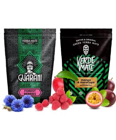Yerba mate set Guarani et Verde Mate Green | Paquet de deux yerba mate | Fruits de la for t mangues et maracuyas | Yerba mate original | Caf ine naturelle | 2x500g | 1kg