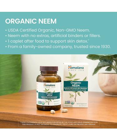 Himalaya Organic Neem Acne Relief Caplets - Clear, Smooth & Radiant Skin - 4 Month Supply (2 Pack) - Buy Online on GoSupps.com