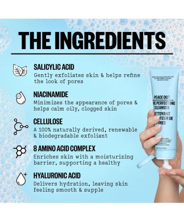 Peace Out Skincare Pore Perfecting Cleanser Daily Exfoliating Face Cleanser with Salicylic Acid & Niacinamide (118.15 mL) - Buy Online on GoSupps.com