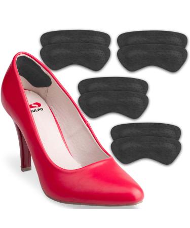 Sulpo heel pillow - shoe inserts made of real leather with latex foam pads - heel protection/heel cushion against blowing - all shoes - for men & women - 4 couples black inserts