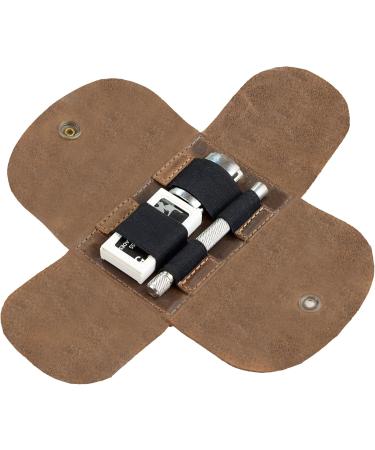 Handmade Leather Razor Case - Bourbon Brown Razor Accessories | Classic Grooming Kit (4.92x2.9x0.79 in) - Buy Online on GoSupps.com