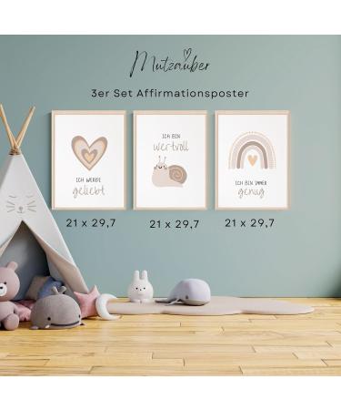 Mutzauber 3 Set A4 Kinderzimmer Poster | Bilder f r Babyzimmer | Tierbilder f r Jungen & M dchen | Dekoration ohne Rahmen - Buy Online on GoSupps.com