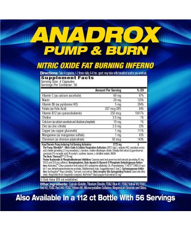 MHP Anadrox Pump & Burn Nitric Oxide Fat Burning Inferno 224 capsules 224 Count (Pack of 1) - Buy Online on GoSupps.com