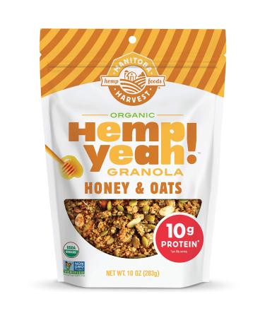 Manitoba Harvest Hemp Yeah! Granola Honey & Oats 10oz with 10 g of Protein 3.6 g Omegas 3 g of Fiber and less than 10 g Sugar Per Serving Organic Non-GMO (Pack of 3) Packaging May Vary 1 Count (Pack of 3)