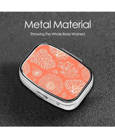 Marine Theme Corals Pill Box - 2 Compartment Portable Metal Pill Organizer for Vitamins - Travel-Friendly Pill Holder for Purses - Buy Online on GoSupps.com