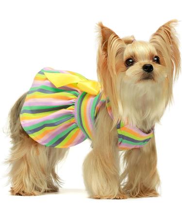 Fitwarm 100% Cotton Dog Dress | Colorful Rainbow Green | Medium Size - Buy Online on GoSupps.com