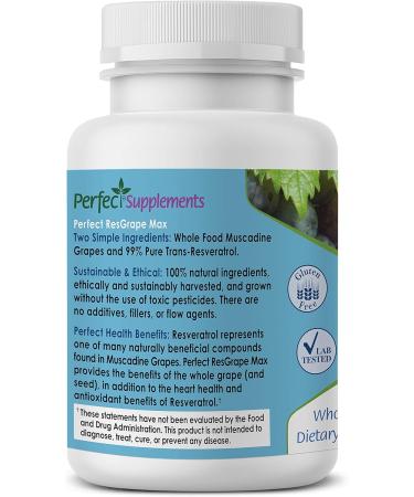 Perfect ResGrape Max 60 vegetable capsules per bottle(Pack of 3) 99% Trans-Resveratrol & Muscadine Grape Anti-Aging Supplement & Potent Antioxidant - Buy Online on GoSupps.com