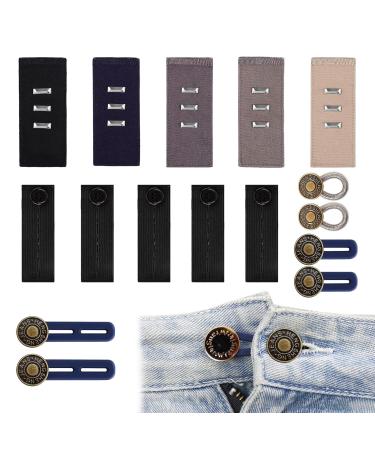 16PCS Waistband Extender Retractable Button Extender for Trousers Elastic Waist Extenders 5 styles Adjustable Trouser Waist Extenders for Women Men Trousers Shorts Jeans Skirts and Pregnant Trousers