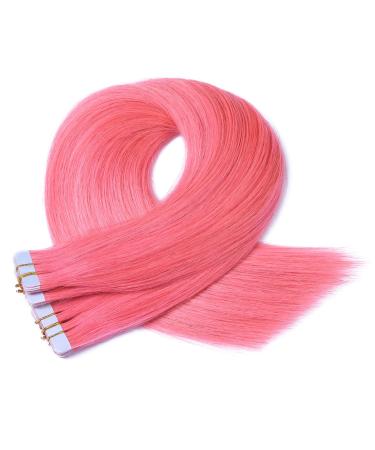 Tape in - On hair extensions - # pink - 60cm - 10 bricks 4cm wide / 2.5g - 100% remy real hair hair extension / extent with adhesive tape Tress by Novon hair extent 10 tresses - 60cm / 2.5g 25g each