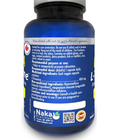 Naka Platinum Ultra L-Theanine 400mg Promotes Relaxation (75 vcaps) 75 count (Pack of 1) - Buy Online on GoSupps.com
