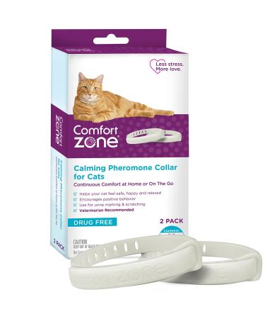 Comfort Zone 2 Pack Cat Calming Pheromone Collar for Cats | De-Stress Your Cat | Helps Cats Feel Safe, Happy, and Calm While Reducing Unwanted Behaviors