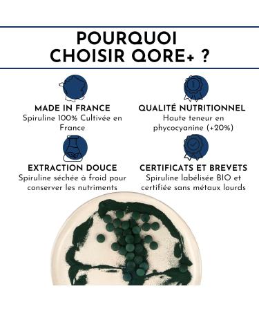  QORE+ French Spirulina Tablets 60g Grown in Provence Energy Immunity Recovery 100% Vegan No Additives - Buy Online on GoSupps.com