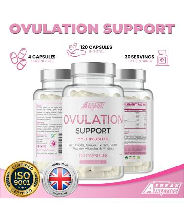 Ovulation Support Supplement: Myo-Inositol, CoQ10, Folic Acid, Vitamins & Minerals - Women's Fertility, Hormone Balance, Ovarian Support - PCOS Capsules - 120 Capsules UK Made - Buy Online on GoSupps.com