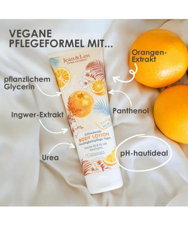 Jean & Len Orange & Ginger Body Lotion Light Texture Fast Absorption for All Skin Types pH Neutral Formula Body Cream Paraben and Silicone Free Vegan 250 ml - Buy Online on GoSupps.com