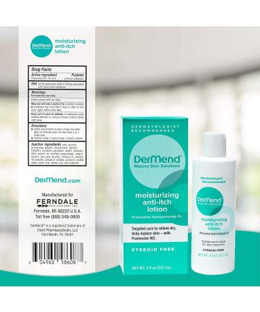 Dermend Moisturizing Anti-Itch Lotion - Targeted Care for Dry, Itchy, Mature Skin - 8 Ounces - Buy Online on GoSupps.com