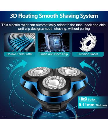 2024 Electric Shavers for Men - Waterproof Cordless Rechargeable 3D Rotary Razors | Best Gifts for Husband Dad & Boyfriend - Bright Blue - Buy Online on GoSupps.com