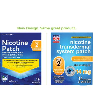 Rite Aid Nicotine Patch Step 2 14mg - 14 ct | Quit Smoking Aid & Behavioral Support - Buy Online on GoSupps.com