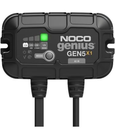 NOCO Genius GEN5X1, 1-Bank, 5A (5A/Bank) Smart Marine Battery Charger, 12V Waterproof Onboard Boat Charger, Battery Maintainer and Desulfator for AGM, Lithium (LiFePO4) and Deep-Cycle Batteries