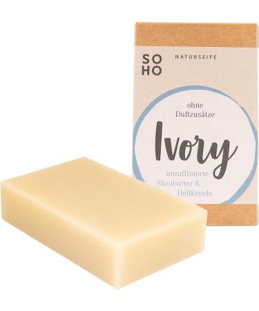 SOHO Naturkosmetik "Ivory" Facial Soap for Sensitive Skin Vegan Facial Cleansing with Shea Butter and Healing Chalk Solid Soap - Buy Online on GoSupps.com