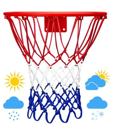 LAO XUE 2022 Upgraded Thickening Heavy Duty Basketball Net, Rainproof Sunscreen for All-Weather 21inches (6.88 Ounce) Standard Thick Nets,12 Loops for Indoor and Outdoor Replacement Net