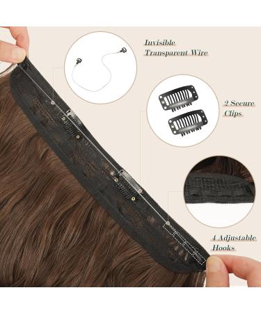 16 Copper Chestnut Brown Invisible Wire Hair Extensions - Long Wavy Synthetic Hairpiece for Women - Buy Online on GoSupps.com