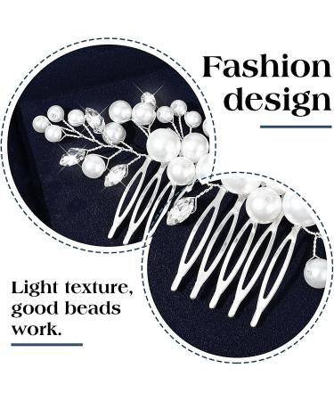 Pearl Hair Comb Bridal Hair Comb Wedding Hair Comb Pearls Flower Hair Side Comb Silver Bridal Side Comb Hair Piece Leaf Hair Piece Vintage Wedding Hair Accessories For Brides Bridesmaids Women Girls - Buy Online on GoSupps.com