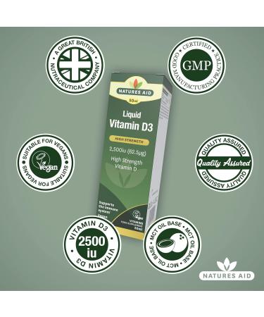 Natures Aid Vegan Vitamin D3 Liquid 2500iu with Dropper - 50ml (Pack of 1) - Buy Online on GoSupps.com