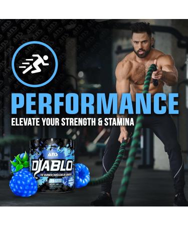ANS Performance Diablo (35 Servings 4.9 oz) - Energy Powder for Elevated Strength & Stamina - With Added Kinetq Garcinia L Carnitine - Thermogenic Formula - Delicious Flavours (Blue Raspberry) - Buy Online on GoSupps.com