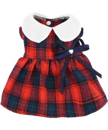 Zunea Plaid Dog Summer Dress for Small Dogs | Princess Style with Bowknot | Cute Ruffled Sleeveless Skirt | Soft Female Dress for Chihuahua Yorkie | Red | Size S - Buy Online on GoSupps.com