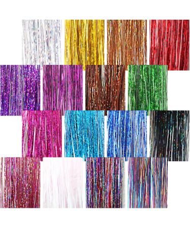 16 Colors Hair Tinsel Extensions Glitter Shiny Colorful Hair Tinsel Kit Straight Hair Extensions Party Cosplay Rainbow Synthetic Hair Extensions for Women Girls 37 Inches - Buy Online on GoSupps.com