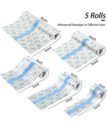 Spnico Waterproof Transparent Adhesive Bandage Tape | 5 Rolls | Shower Protector & Dressing Film for Tattoos | 5 Sizes - Buy Online on GoSupps.com