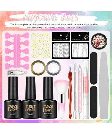 PEACECOLOR Gel Nail Kit with Electric Nail File | 10 Colors Gel Polish Set | 36W UV/LED Lamp | Starter Kit with Professional Manicure Tools & Halloween Decorations - Buy Online on GoSupps.com
