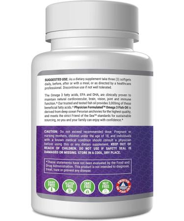 Physician Formulated Fish Oil Omega 3 3000mg per Serving - 915mg Epa 630mg Dha 2000mg Total Omega 3 6 9 XL - 180 Capsules - Buy Online on GoSupps.com