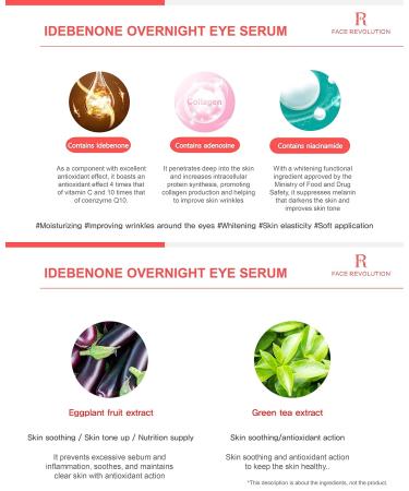 FR Face Revolution IDEBENONE(260ppm) Over Night Eye Serum 1.01 fl.oz.(30ml) - 2 Pack - Buy Online on GoSupps.com