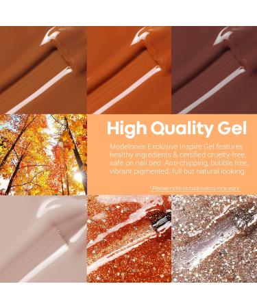 Modelones Gel Nail Polish Set 6 Colors Nude Brown Gel Polish Fall Gel Nail Polish Set Soak Off Glitter Nail Gel Nail Art DIY Manicure Salon and Home for Women Gold Glitter Brown - Buy Online on GoSupps.com