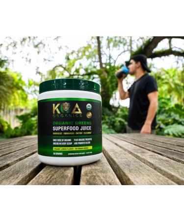 KOA Organics Greens Superfood Juice Powder - USDA Organic Super Greens Powder with with Spirulina Chlorella Matcha Wheat Grass Digestive Enzymes & Probiotics - Lemon Flavor -30 ServQ - Buy Online on GoSupps.com