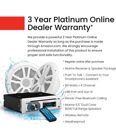 BOSS Marine Boat Stereo Sound System Speaker Package - MCK508WB.6, Single Din Radio, CD Player, Bluetooth, Two 6.5 Speakers, Dipole Antenna - Buy Online on GoSupps.com