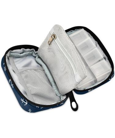 ALAZA Nautical Anchor Pill Box - 7 Day Travel Organizer Case Compact Vitamin Holder for Family & Camping Zippered Design Navy Blue (4.6 x 3.14 x 1.88 in - Buy Online on GoSupps.com