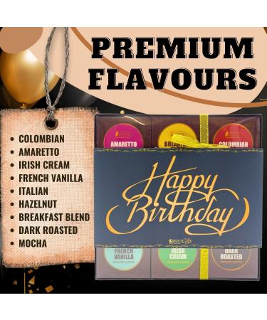 Happy Birthday Coffee Gift Set - Gourmet Ground Coffee Gift Set with 9 Flavours - Premium Medium-Dark Roasted Ground Coffee Beans Gift Set - Gift for Coffee Lover - Birthday Gifts for Him and Her - Buy Online on GoSupps.com