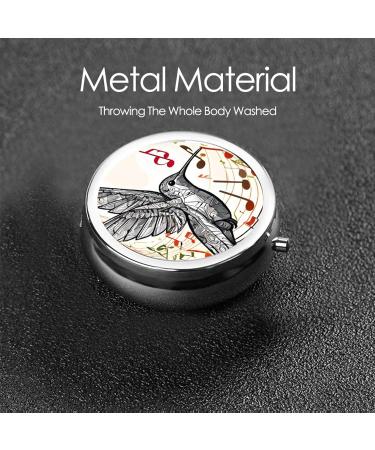Stylish Round Pill Box with Music Symbol | 3 Compartment Mini Portable Travel Organizer for Vitamins & Tablets - Buy Online on GoSupps.com