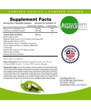 Relaxant - Muscle Relax 24/7 - Large 2 300 Milligram Day/Night Use Capsules Maximum Strength Support - with Valerian Passion Flower Magnesium 60 Count (Pack of 1) - Buy Online on GoSupps.com