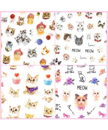 PHOGARY Cat Nail Stickers - 8 Sheets Nail Art Decals for Women & Girls | Perfect for False Nails & Manicure Gifts - International Shipping Available - Buy Online on GoSupps.com