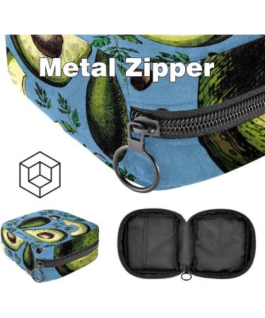 Stylish Menstruation Pad Bag with Zipper | Women's Tampon & Napkin Bag - Avocado & Leaves Design | Perfect for Girls - Buy Online on GoSupps.com