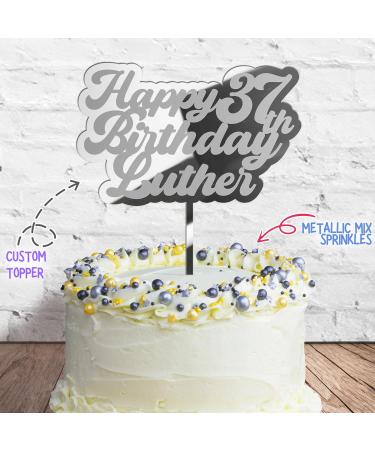 Cakeshop Cake Decoration Pack | Happy Birthday Premium 3mm Mirror Acrylic Plastic Cake Topper Sign & 25g Party Pack of Cake Sugar Sprinkles | Custom Name & Age Cake Decorations (Silver) Prime Mirror Acrylic: Silver - Buy Online on GoSupps.com