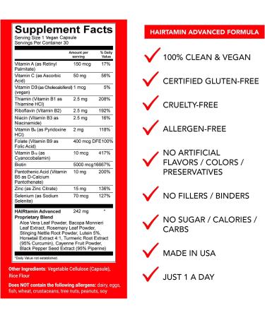 HAIRtamin Vegan Hair Vitamins | 30 Capsules for Faster Hair Growth - Buy Online on GoSupps.com