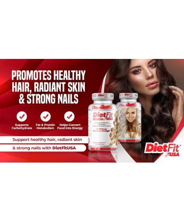 DietFit Biotin 10,000mcg Maximum Strength - Promotes Healthy Hair, Skin, and Nails - Supports Energy Metabolism - 100 Capsules - Buy Online on GoSupps.com