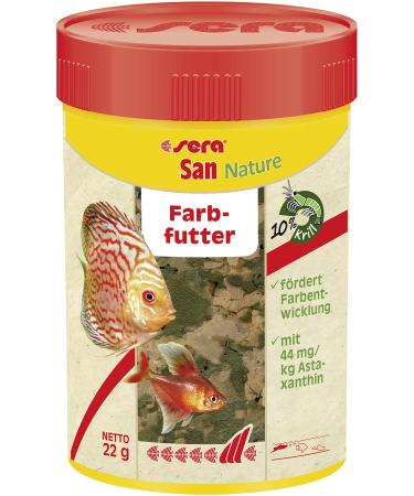 Sera San Nature 100 ml - color lining made of flakes with 10% krill for natural color development flake feed for aquarium fish feed with high feed ratings (and therefore less algae) 100 ml (1 Pack) flakes