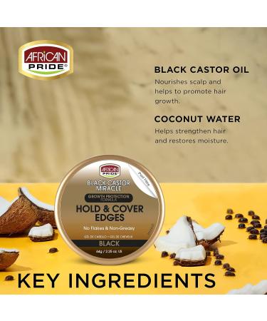 African Pride Black Castor Miracle Black Hold & Cover Edge Gel - growth protection formula 64g - Buy Online on GoSupps.com